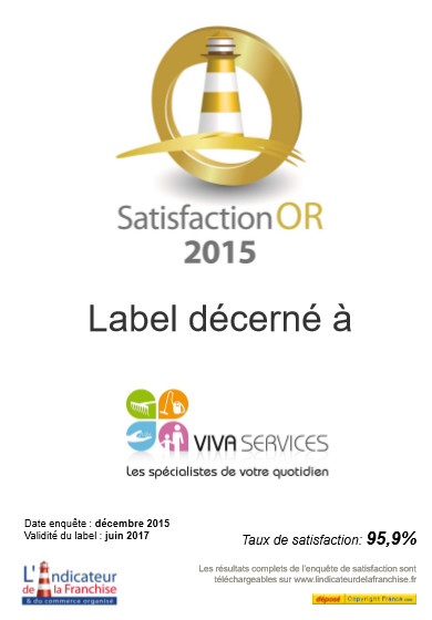 VIVASERVICES élu label réseau d'or en 2015 par L'indicateur de la Franchise